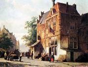 unknow artist European city landscape, street landsacpe, construction, frontstore, building and architecture.068 oil painting picture wholesale